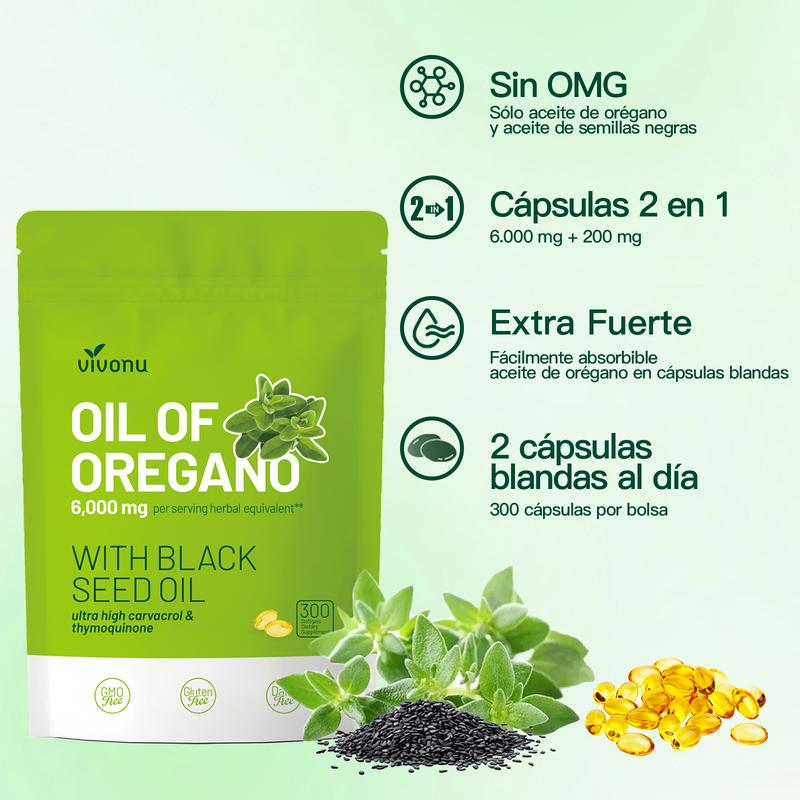 Aceite de Orégano - 300 Cápsulas | Suplemento Antioxidante Natural