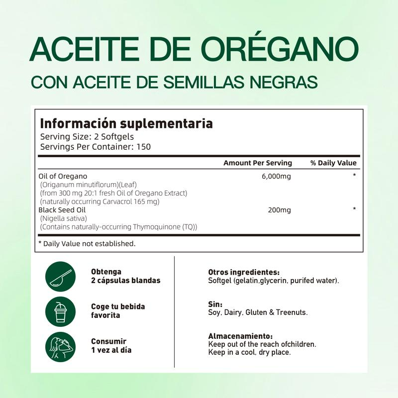 Aceite de Orégano - 300 Cápsulas | Suplemento Antioxidante Natural