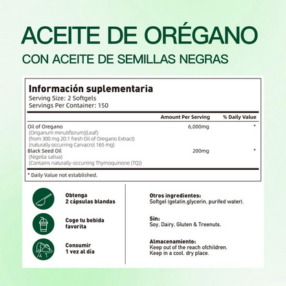 Aceite de Orégano - 300 Cápsulas | Suplemento Antioxidante Natural